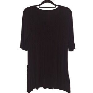 Popana Made In USA Size Large Tunic Length Black Blouse Top Shirt Whimsygoth